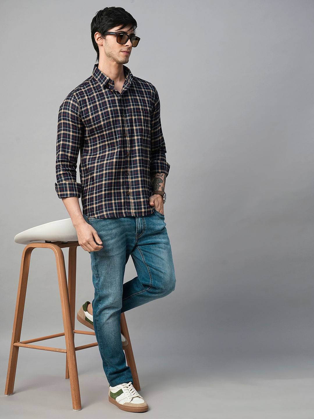 Morphan Checked Cotton Shirt for Men