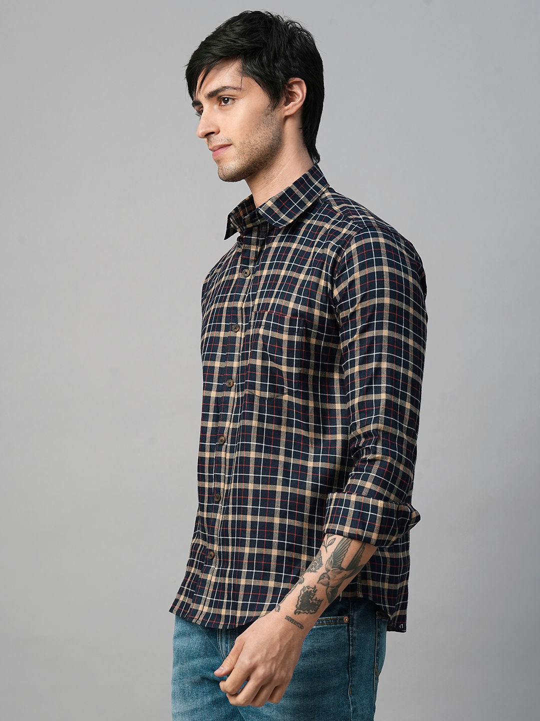 Morphan Checked Cotton Shirt for Men