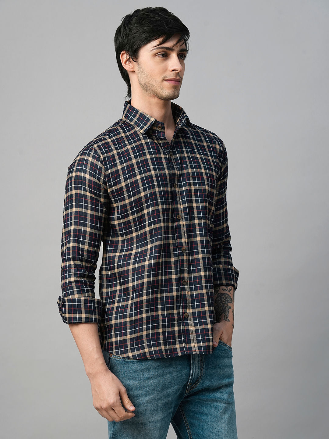 Morphan Checked Cotton Shirt for Men
