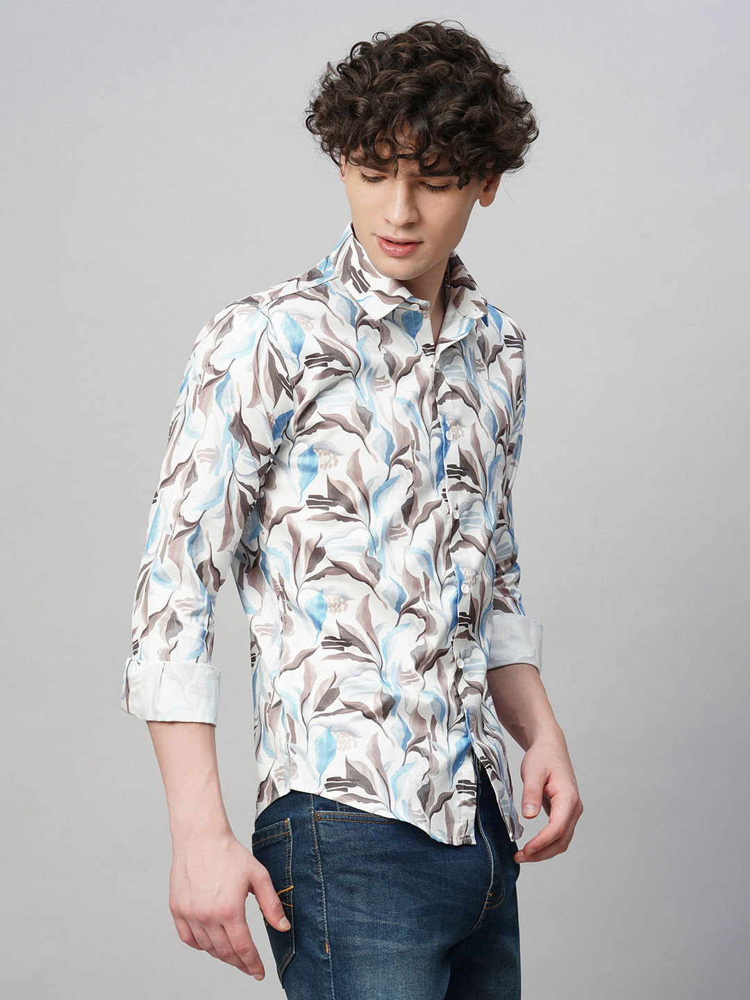 Vivid Printed Cotton Blend Shirt for Men