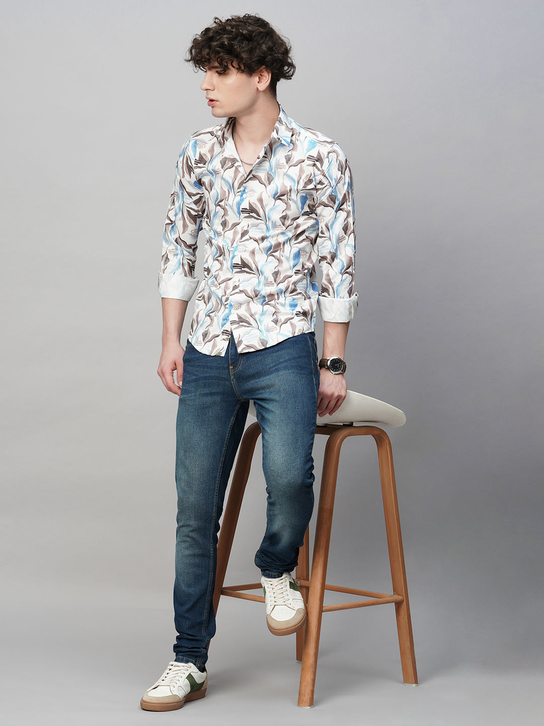 Vivid Printed Cotton Blend Shirt for Men