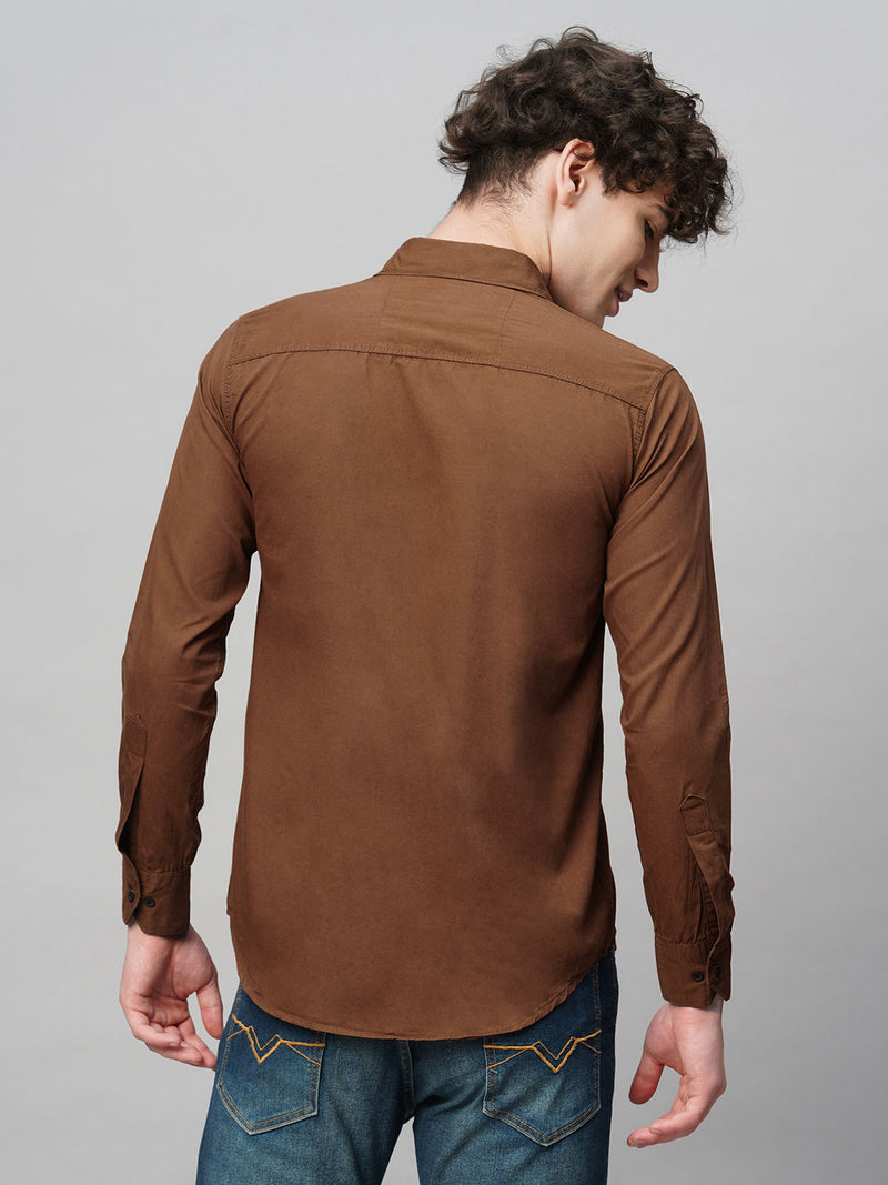 Roadster Brown Solid Shirts for Men 7