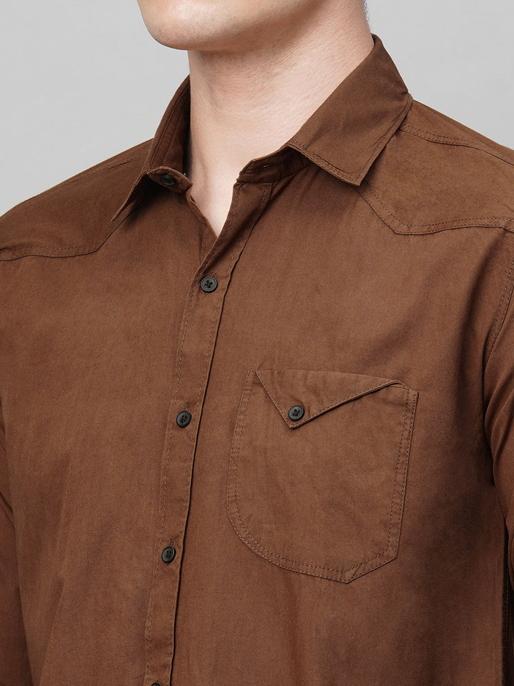 Roadster Brown Solid Shirts for Men