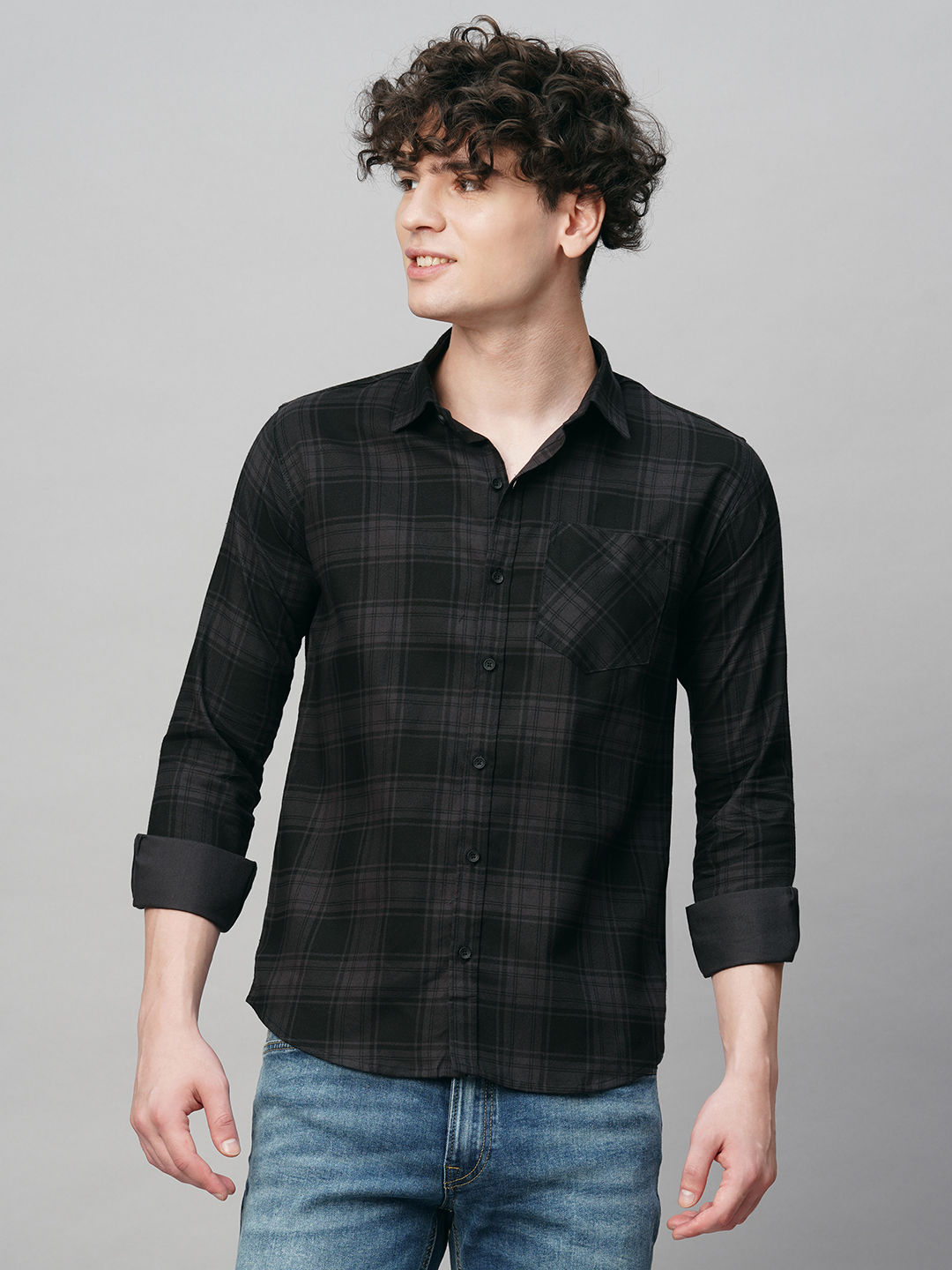 Leisure Cotton Checked Shirt for Men