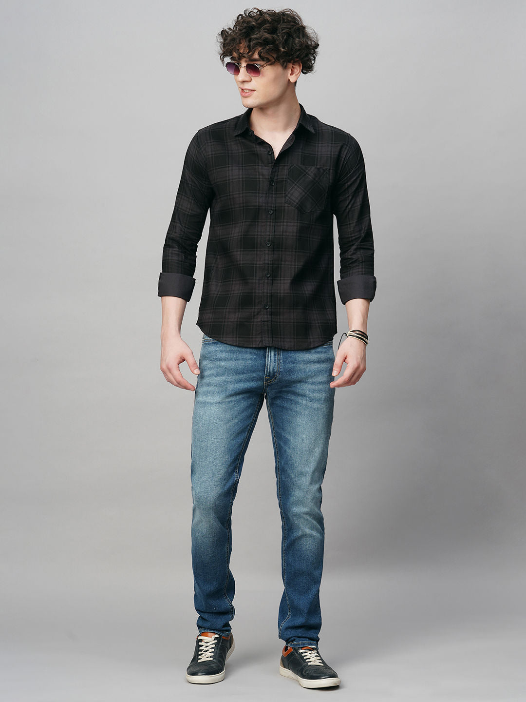 Leisure Cotton Checked Shirt for Men