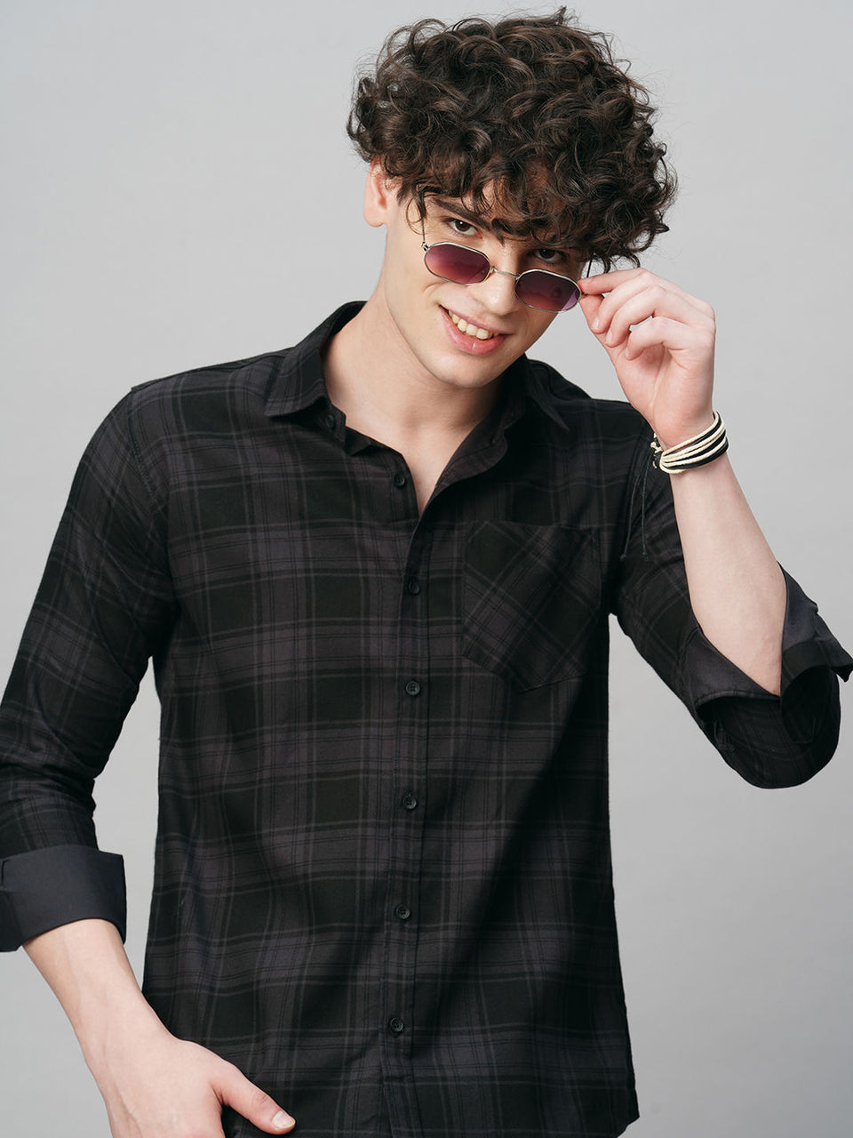 Leisure Cotton Checked Shirt for Men