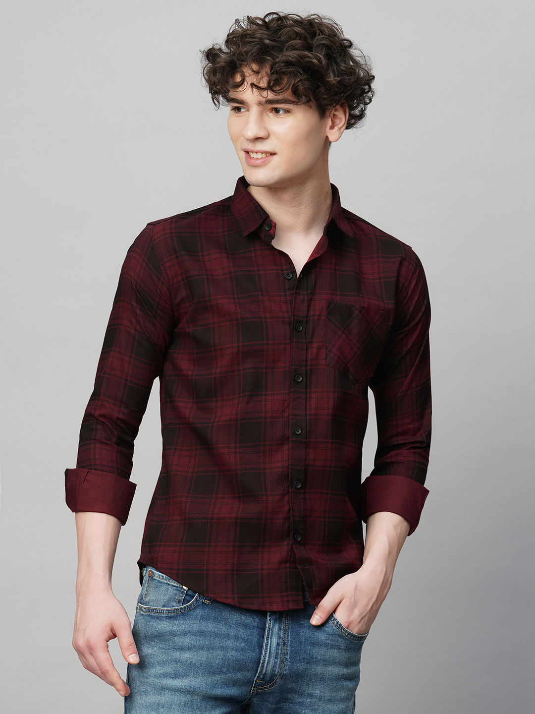 Nautical Checked Cotton Shirt for Men