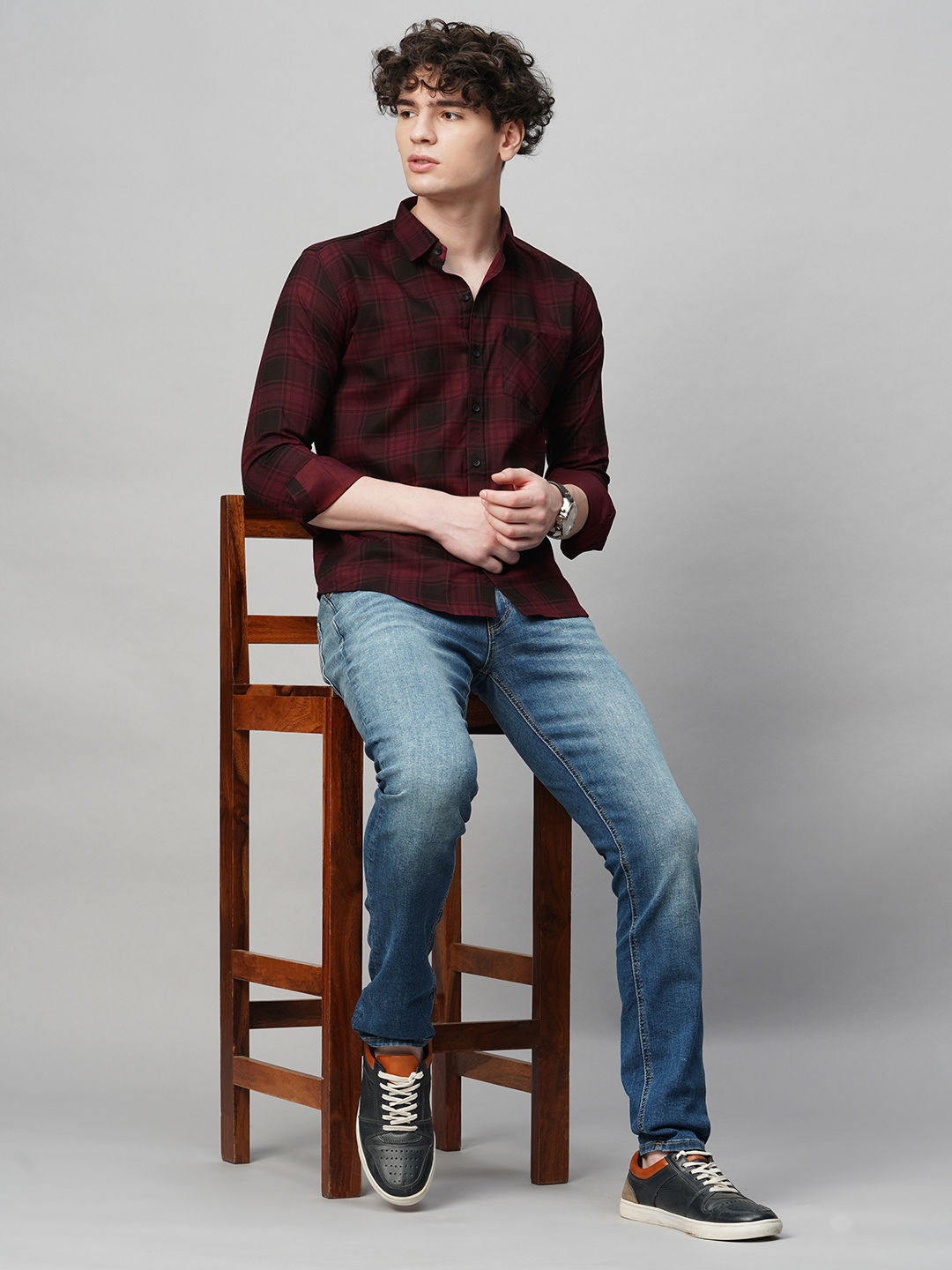 Nautical Checked Cotton Shirt for Men
