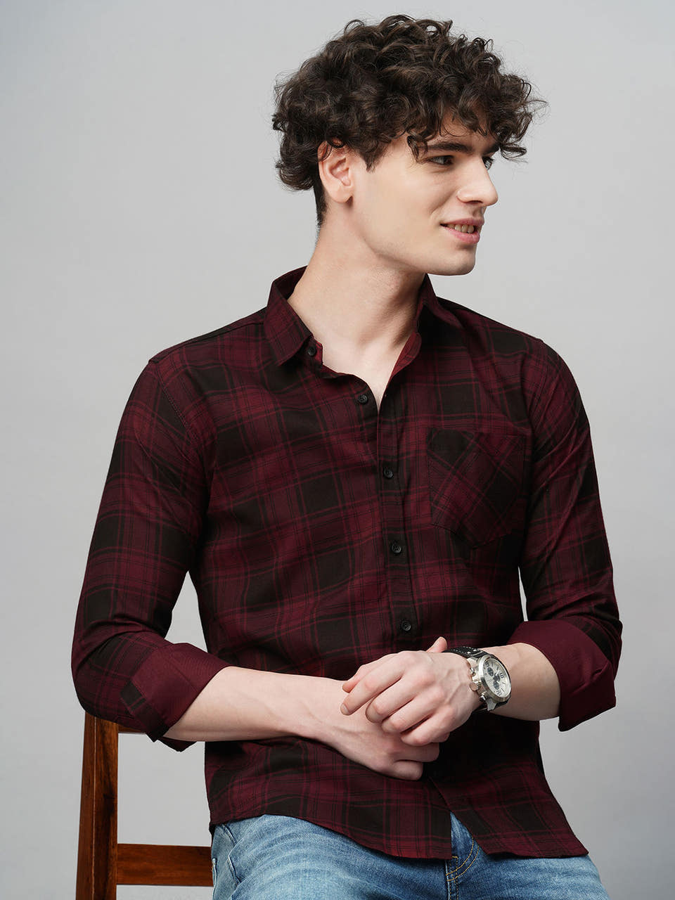 Nautical Checked Cotton Shirt for Men