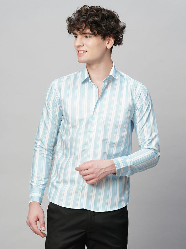 Dynamic Cotton Blend Striped Shirt for Men
