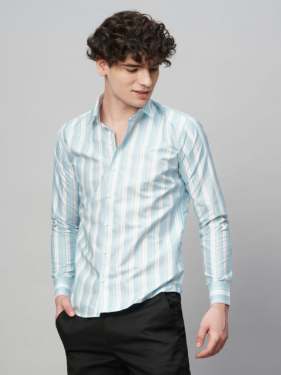 Dynamic Cotton Blend Striped Shirt for Men