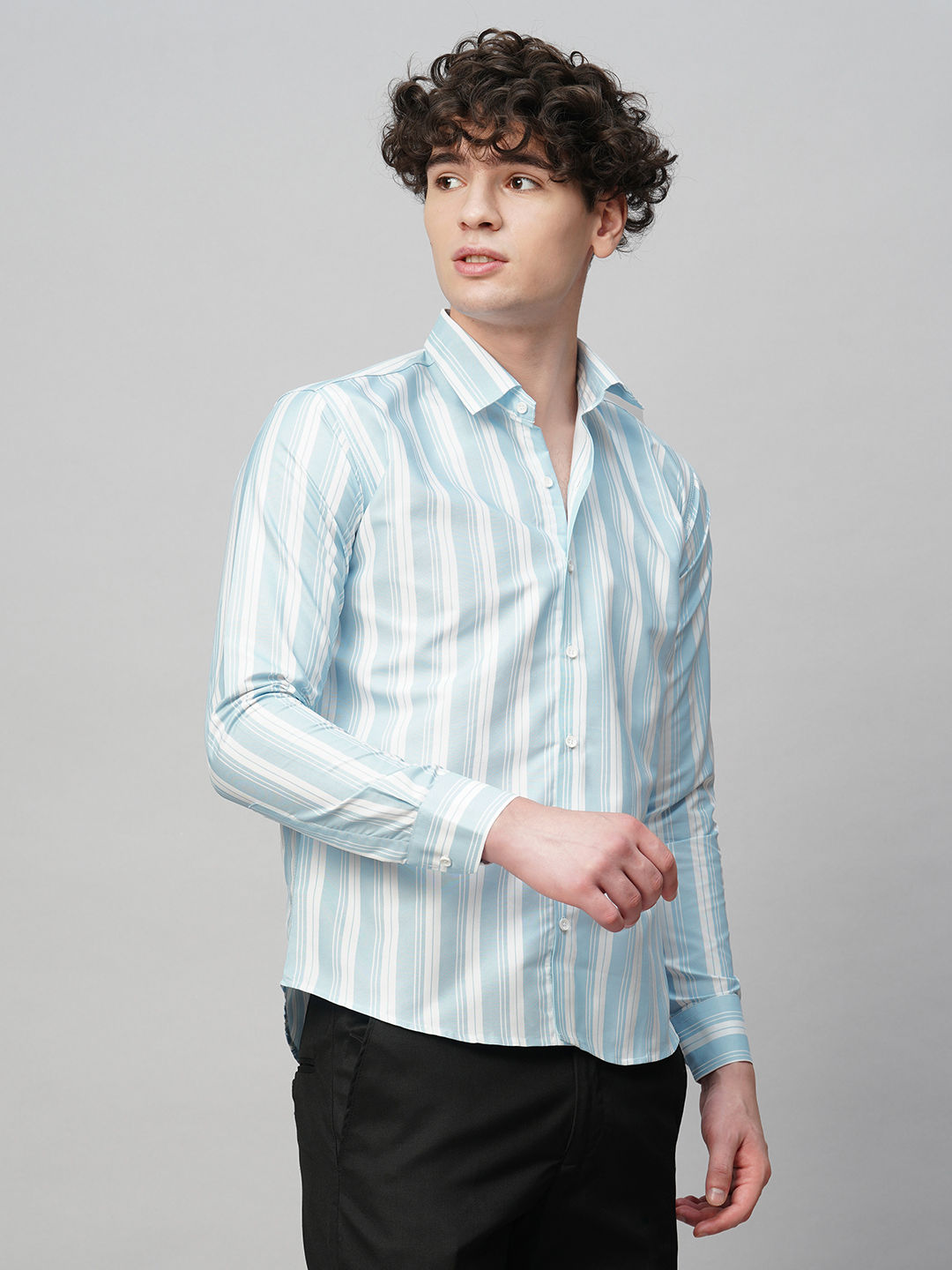Dynamic Cotton Blend Striped Shirt for Men