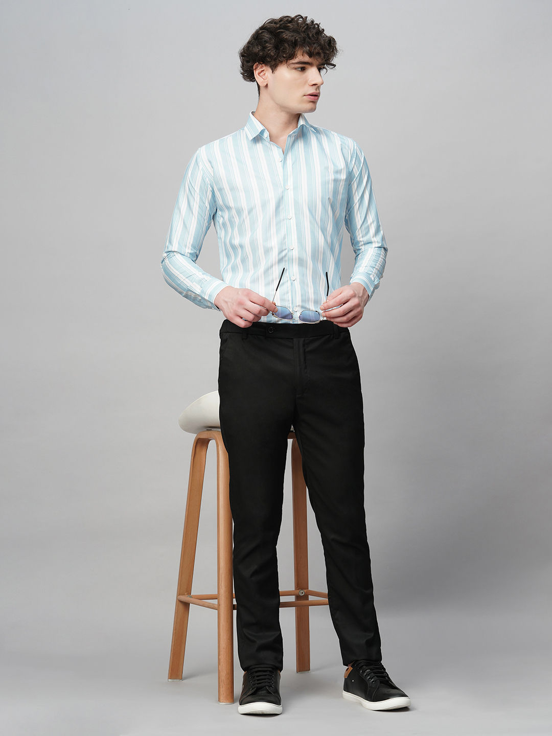 Dynamic Cotton Blend Striped Shirt for Men