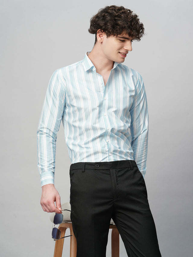 Dynamic Cotton Blend Striped Shirt for Men
