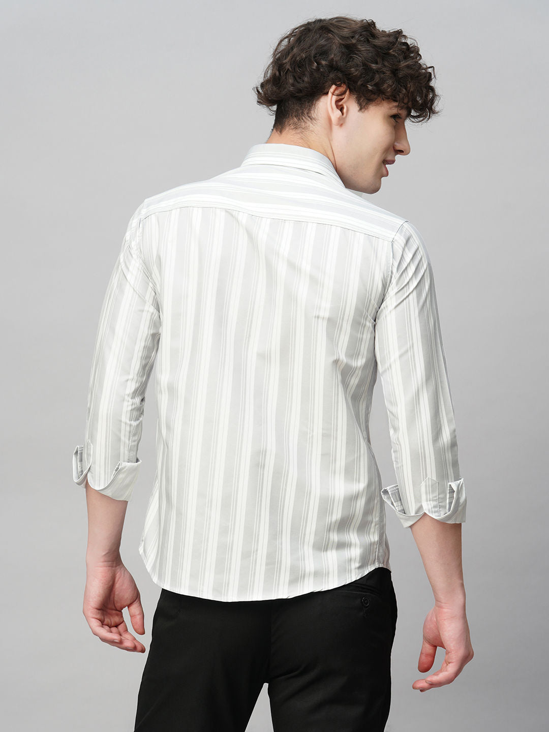 Tailored Striped Cotton Blend Shirt for Men