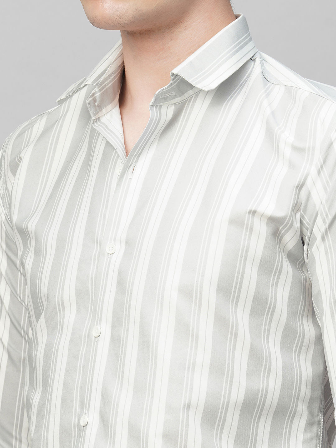 Tailored Striped Cotton Blend Shirt for Men