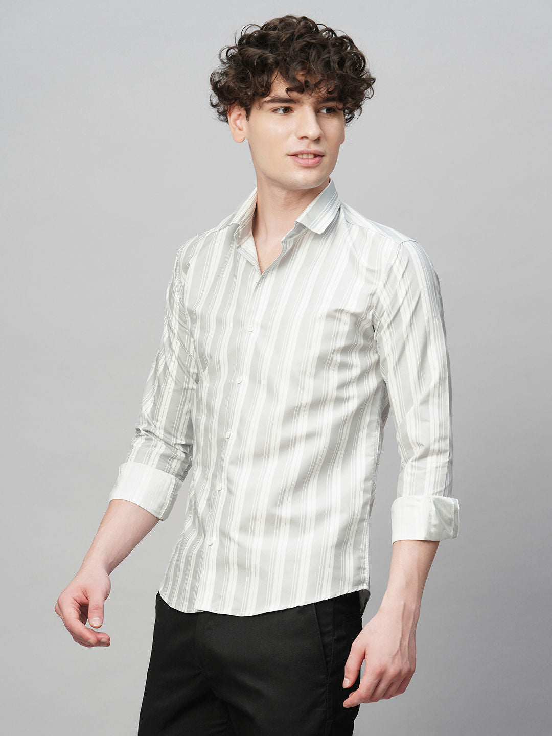Tailored Striped Cotton Blend Shirt for Men