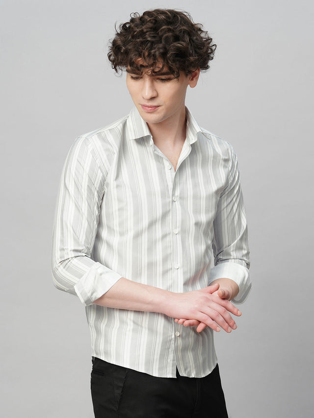 Tailored Striped Cotton Blend Shirt for Men