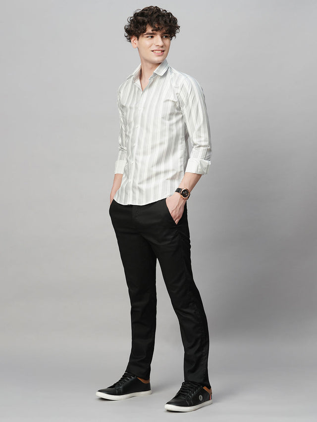 Tailored Striped Cotton Blend Shirt for Men