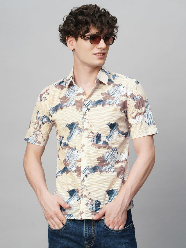 Breezy Cotton Blend Printed Half Sleeves Shirt for Men