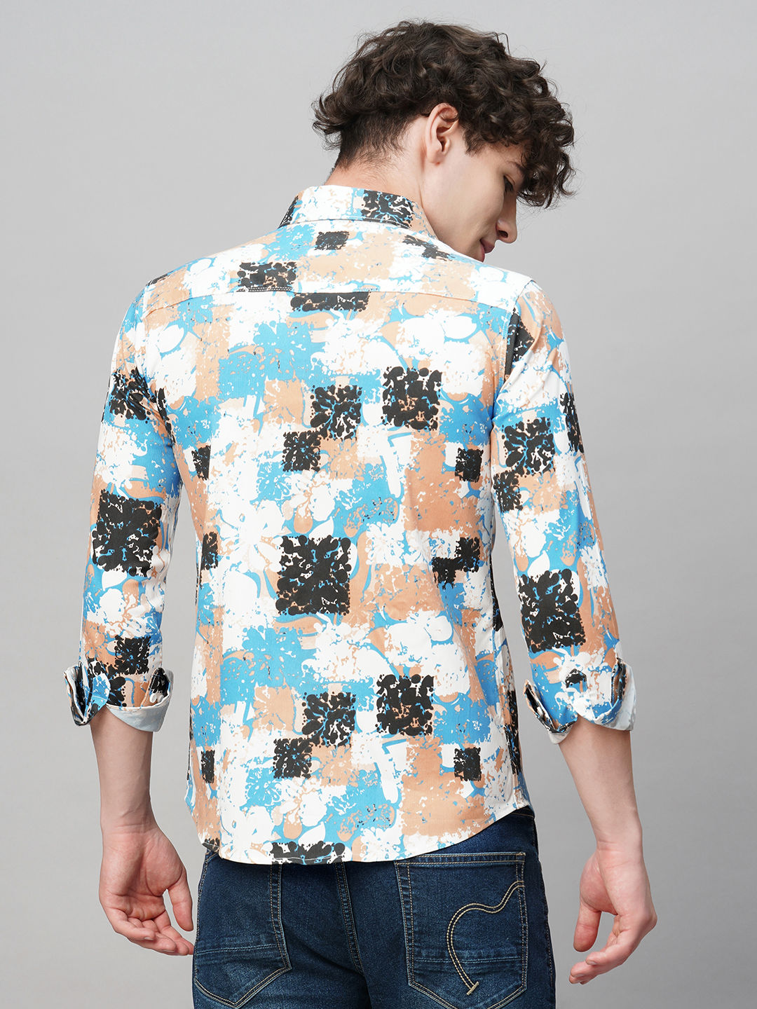 Sleek Printed Cotton Blend Shirt for Men