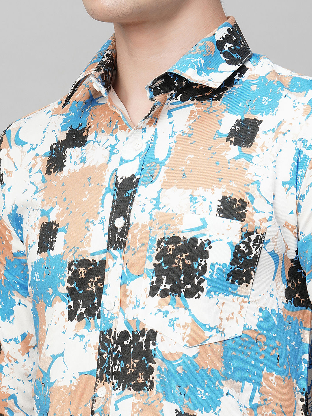 Sleek Printed Cotton Blend Shirt for Men