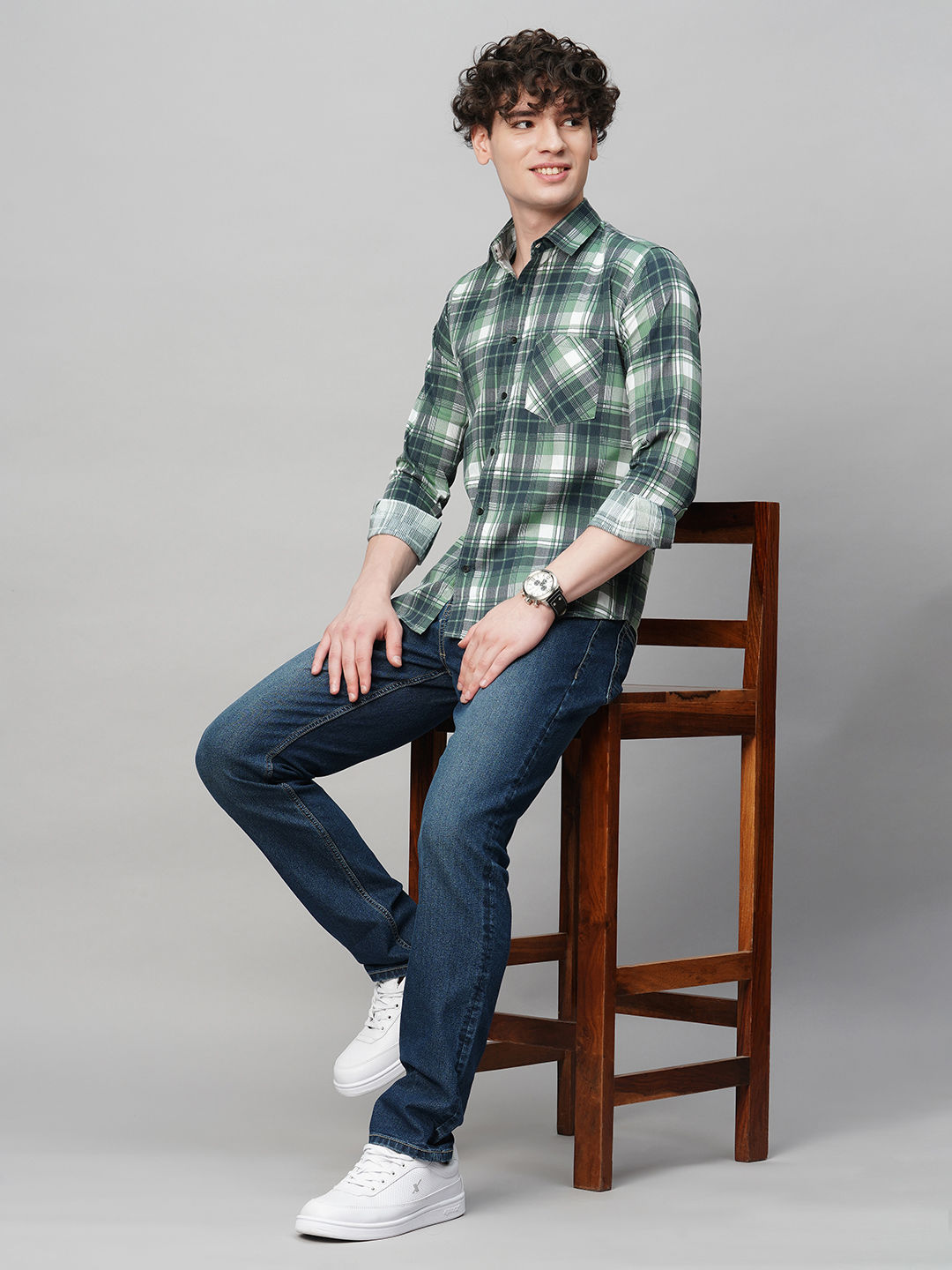 Apex Cotton Checked Shirt for Men