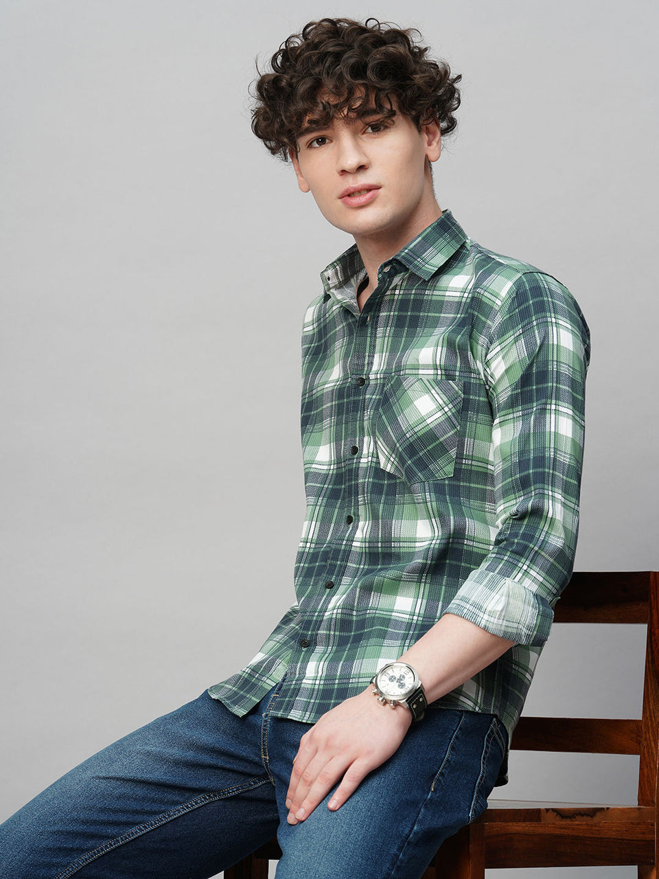 Apex Cotton Checked Shirt for Men