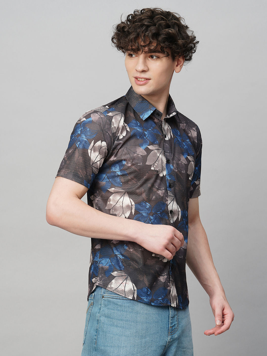 Iconic Cotton Blend Printed Half Sleeves Shirt for Men