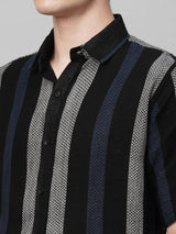 Suave Crochet Striped Half Sleeves Men's Shirt 6
