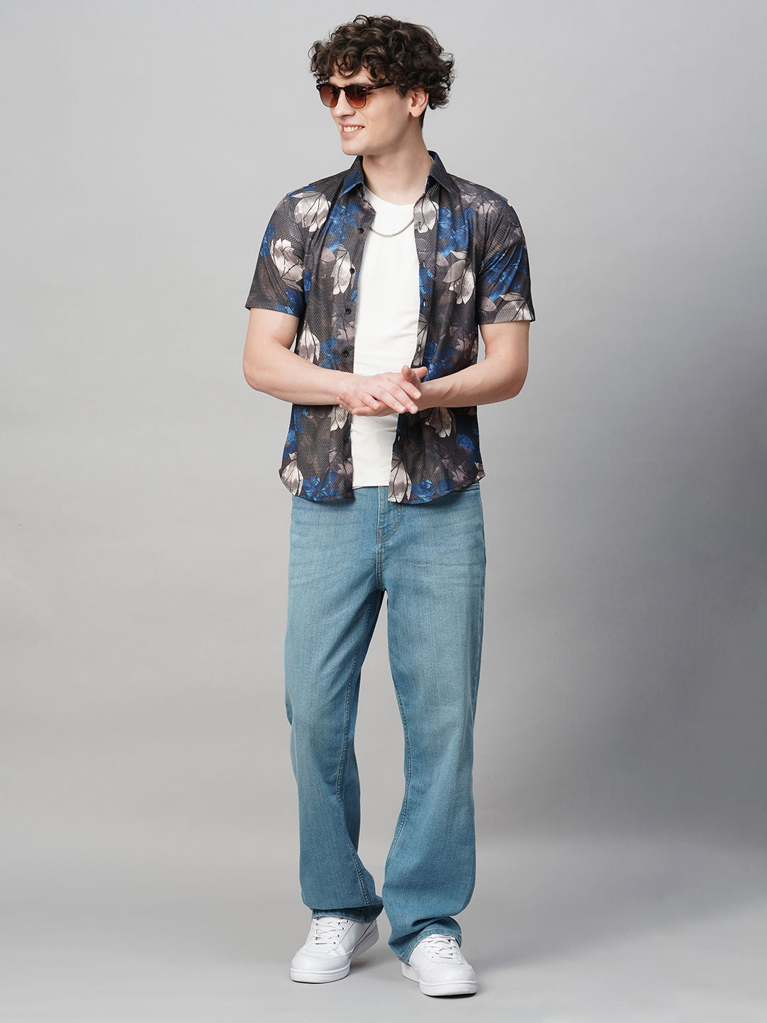 Iconic Cotton Blend Printed Half Sleeves Shirt for Men