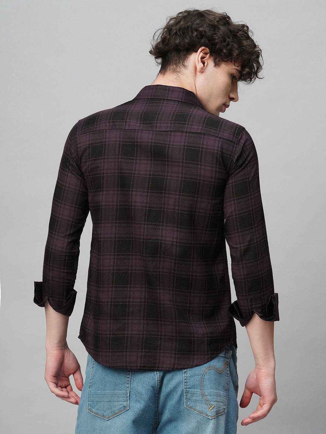 Bespoke Multicolour Checked Shirt for Men