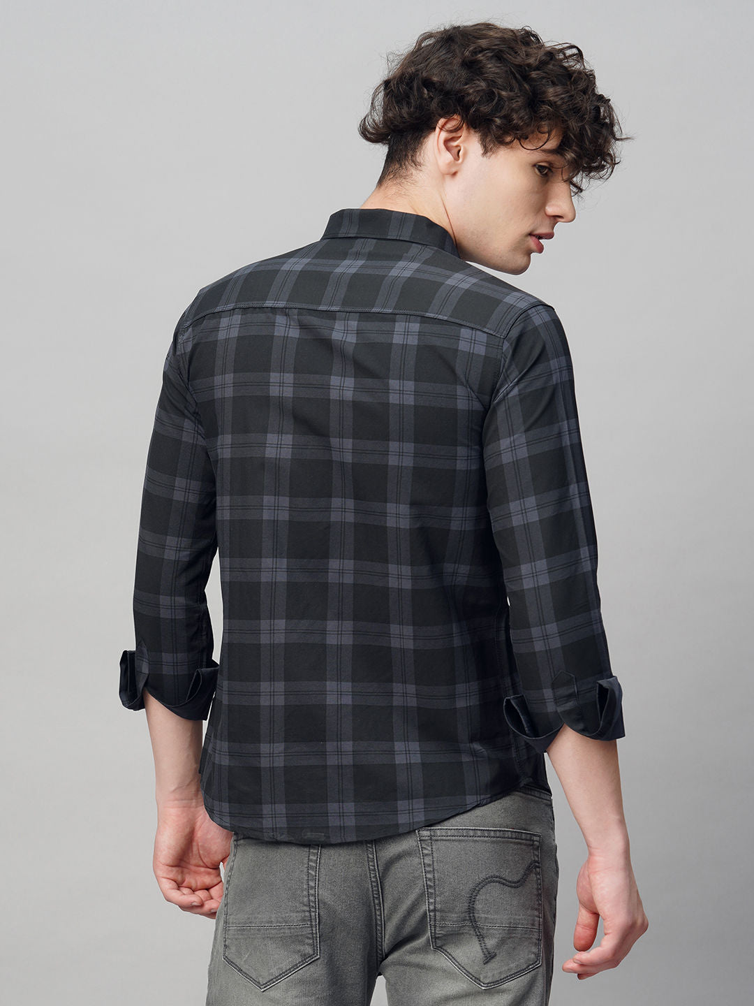 Rugged Checked Cotton Shirt for Men