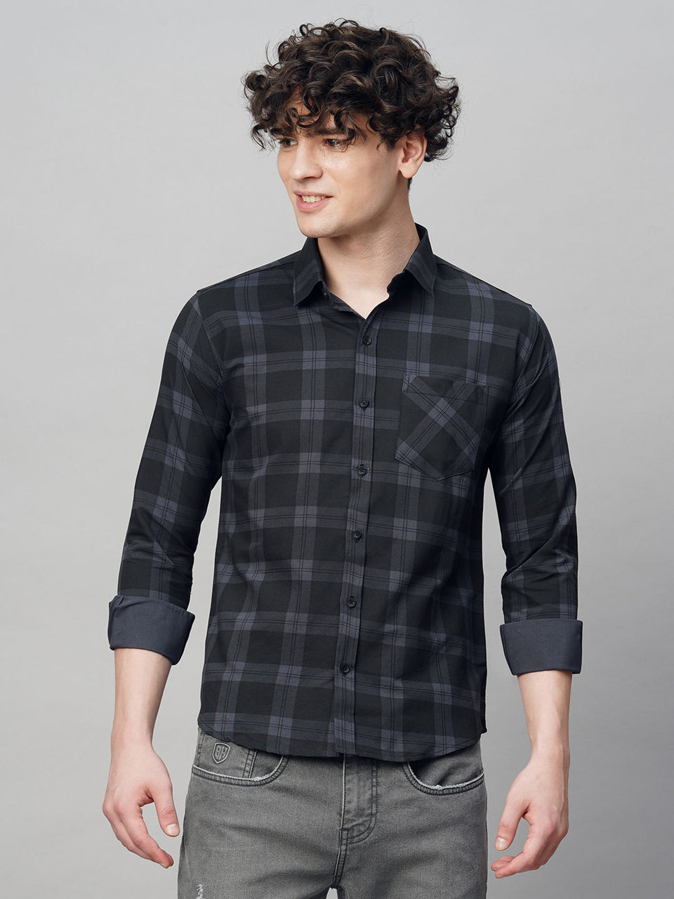 Rugged Checked Cotton Shirt for Men