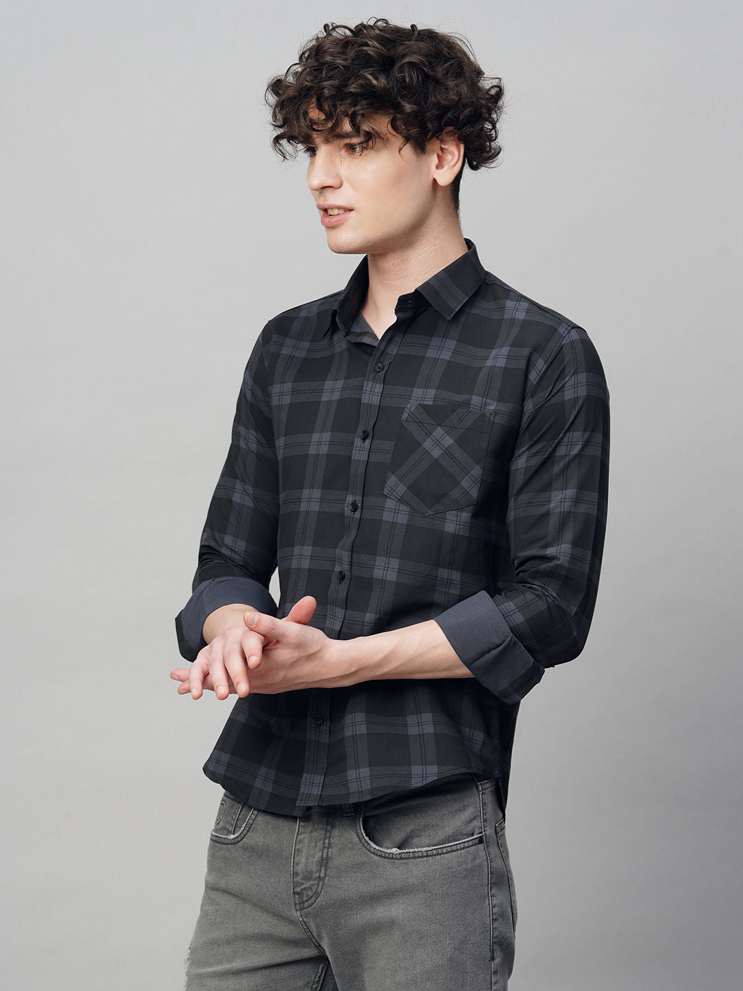 Rugged Checked Cotton Shirt for Men