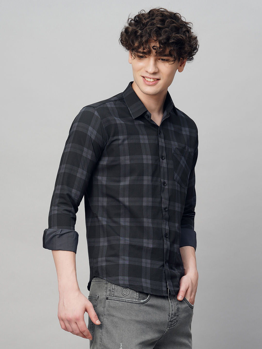 Rugged Checked Cotton Shirt for Men