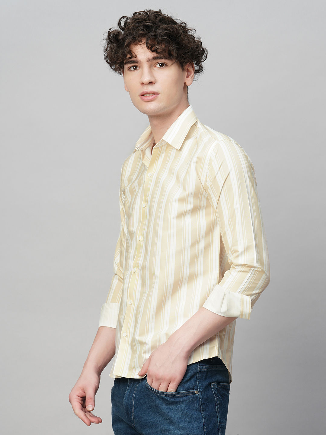 Exotic Cotton Blend Striped Shirt for Men