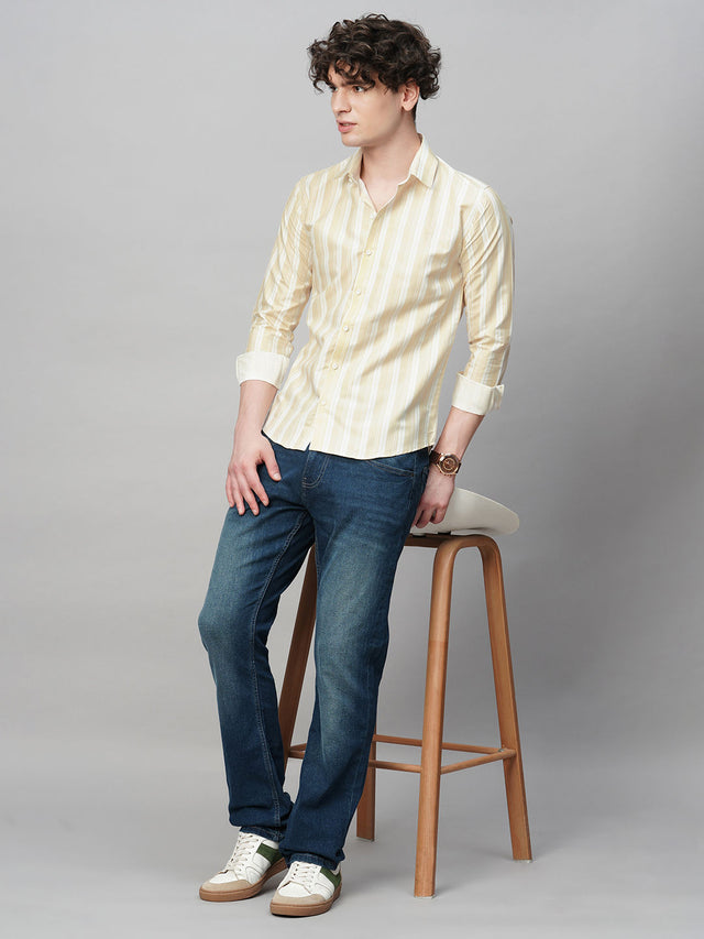 Exotic Cotton Blend Striped Shirt for Men