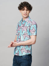 Preppy Printed Half Sleeves Men's Shirt 6