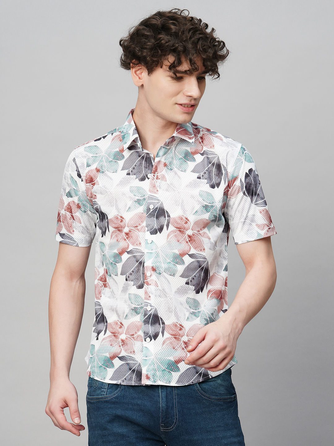 Debonair Cotton Blend Printed Half Sleeves Shirt for Men