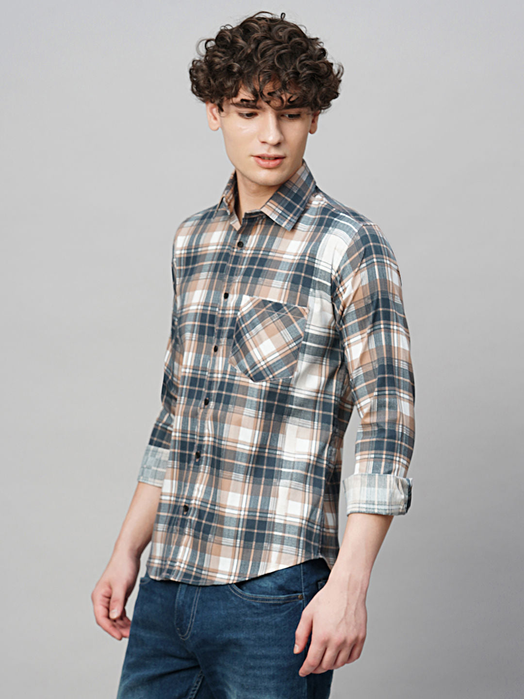 Elegant Cotton Checked Shirt for Men