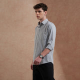 Men Light Grey Solid Spread Collar Slim Fit Casual Shirt 5