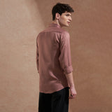 Men Rust Brown Solid Spread Collar Slim Fit Casual Shirt with Dual Flap Pockets 2