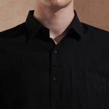 Men Black Solid Spread Collar Slim Fit Casual Shirt 3