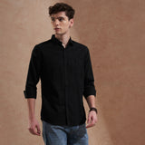 Men Black Solid Spread Collar Slim Fit Casual Shirt 6