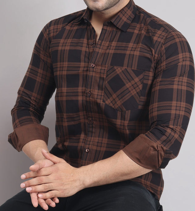 Robert Brown Black Checks Men's Shirt — TryBuy®
