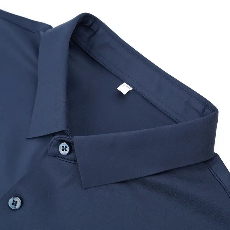 Treasure navy blue cotton shirt for men, detail view