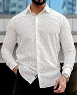 VOZIA Thrive Cream Chikankari Men's Shirt 3