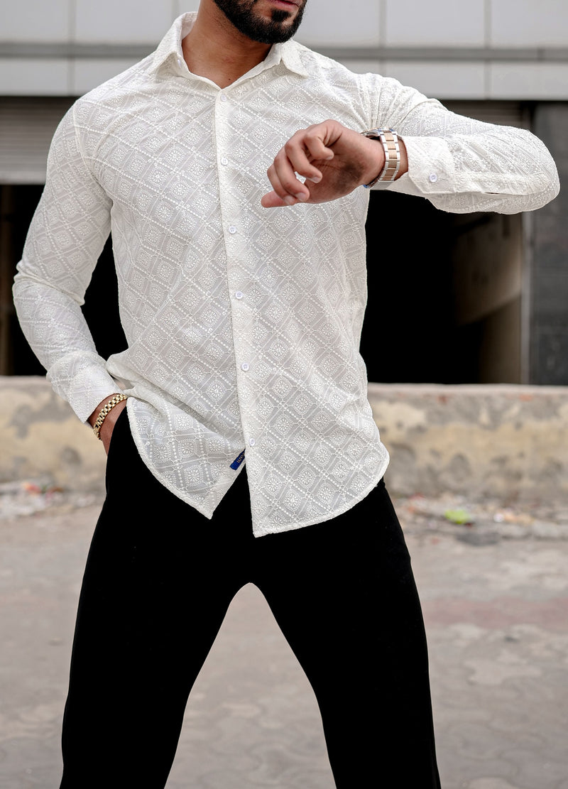 VOZIA ಥ್ರೈವ್ ಕ್ರೀಮ್ ಚಿಕಂಕರಿ ಪುರುಷರ ಶರ್ಟ್ 5