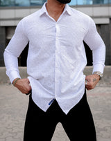 VOZIA Spark White Chikankari Men's Shirt 3